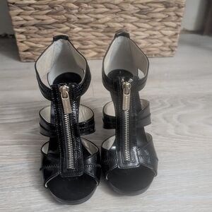 Michael Kors Black Heels with Gold Zipper